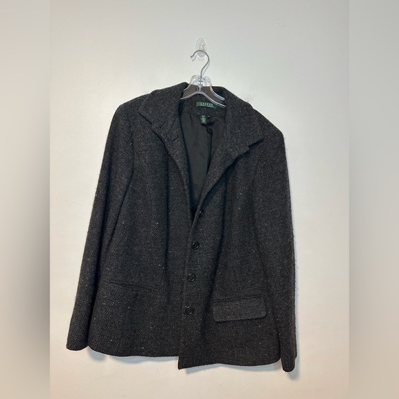 Lauren Ralph Lauren Women's Medium Gray Button Down Wool Blend Blazer Sz 16W - Picture 1 of 9